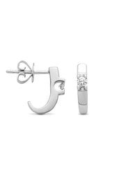 White gold solitaire ear studs, 0.16 ct diamond, Groeibriljant