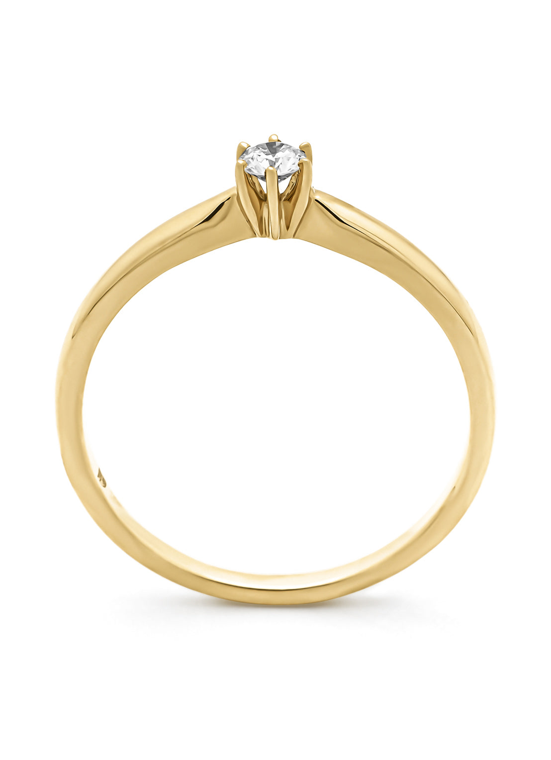 Yellow gold ring, 0.10 ct diamond, Hearts & Arrows