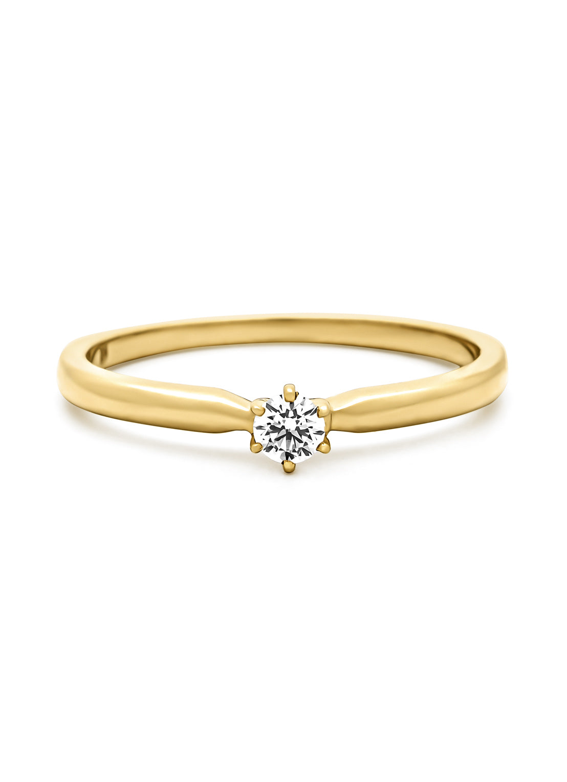 Yellow gold ring, 0.10 ct diamond, Hearts & Arrows