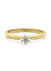 Yellow gold ring, 0.20 ct diamond, Hearts & Arrows