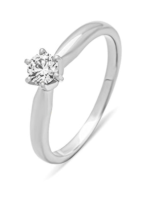 White gold ring, 0.25 ct diamond, Hearts & Arrows