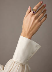 Yellow gold ring, 3.13 ct white topaz, Fiësta