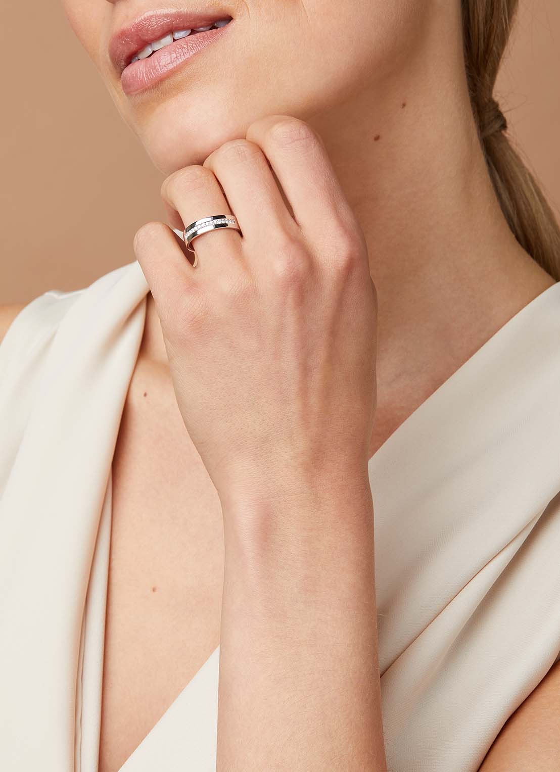 Witgouden 14 kt trouwring, Wedding