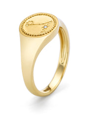Geelgouden zegelring, Zodiac-Pisces (Vissen)