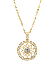 Birthstones Geel gold pendant Aquamarijn (March)