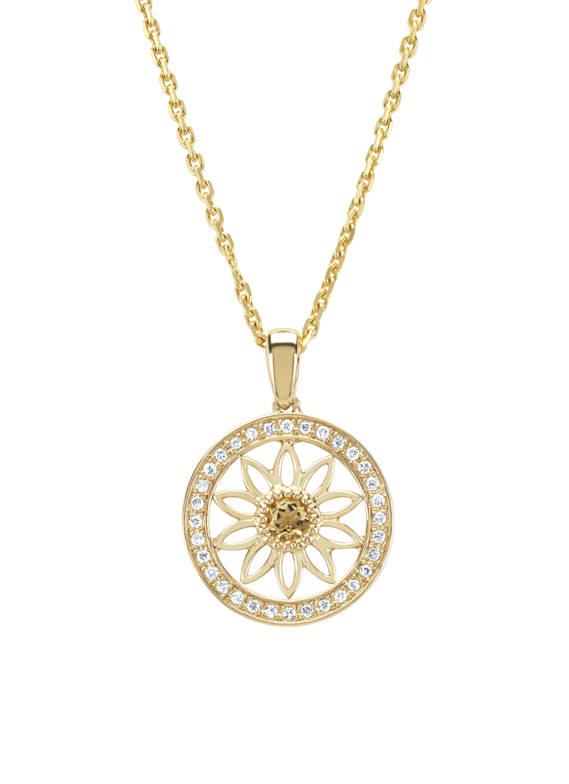 Birthstones Geel gold pendant Citrien (November)