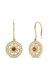 Birthstones Yellow gold earrings grenade (January)