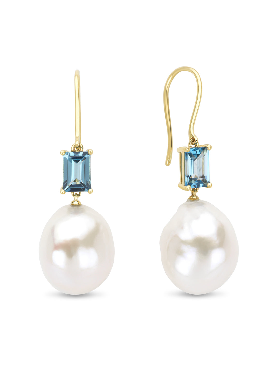 Yellow gold ear jewelry, 1.35 ct topaz, rivièra