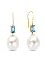 Yellow gold ear jewelry, 1.35 ct topaz, rivièra