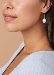 Yellow gold ear jewelry, 1.35 ct topaz, rivièra