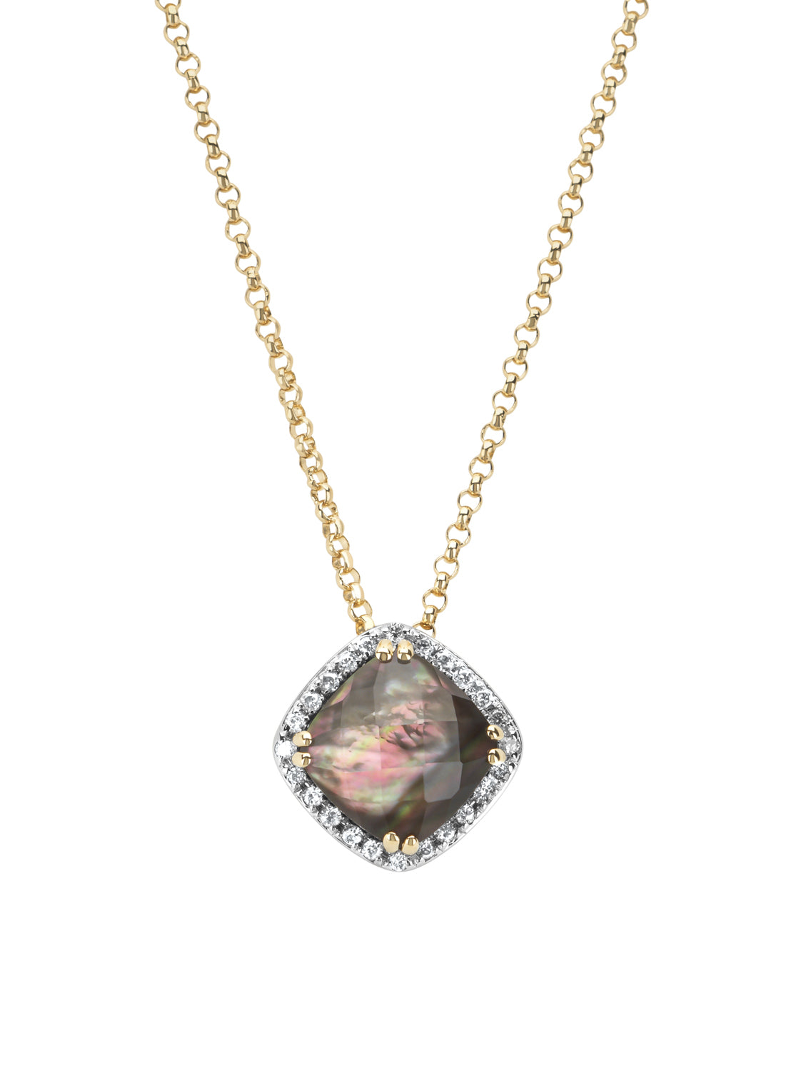Geelgouden hanger met collier, 1.37 ct kwarts, Fiësta