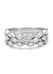 White gold ring, 0.75 CT Diamant, Caviar