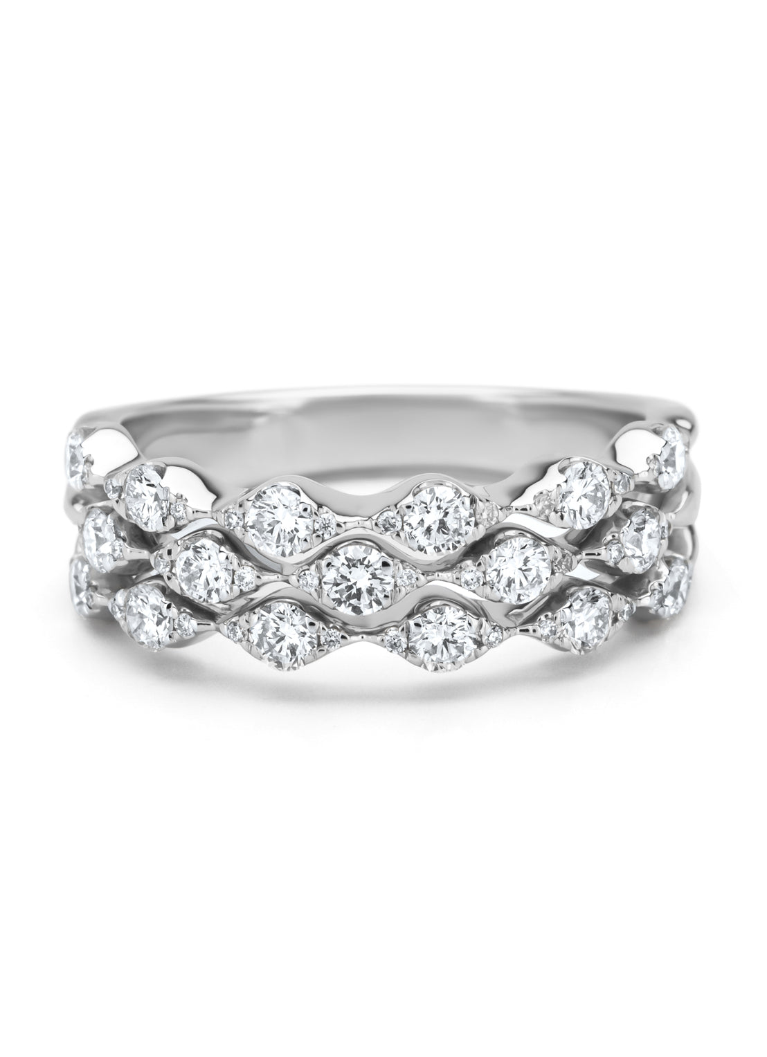 White gold ring, 0.75 CT Diamant, Caviar