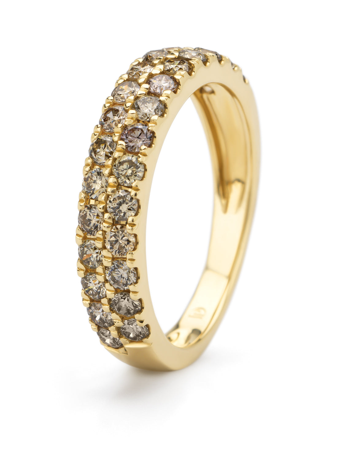 Yellow gold ring, 0.98 ct diamond, ensemble