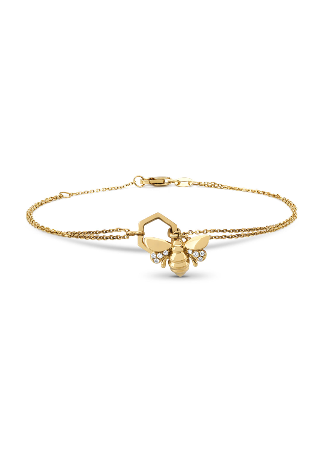 Yellow gold bracelet, 0.03 ct diamond, Queen Bee
