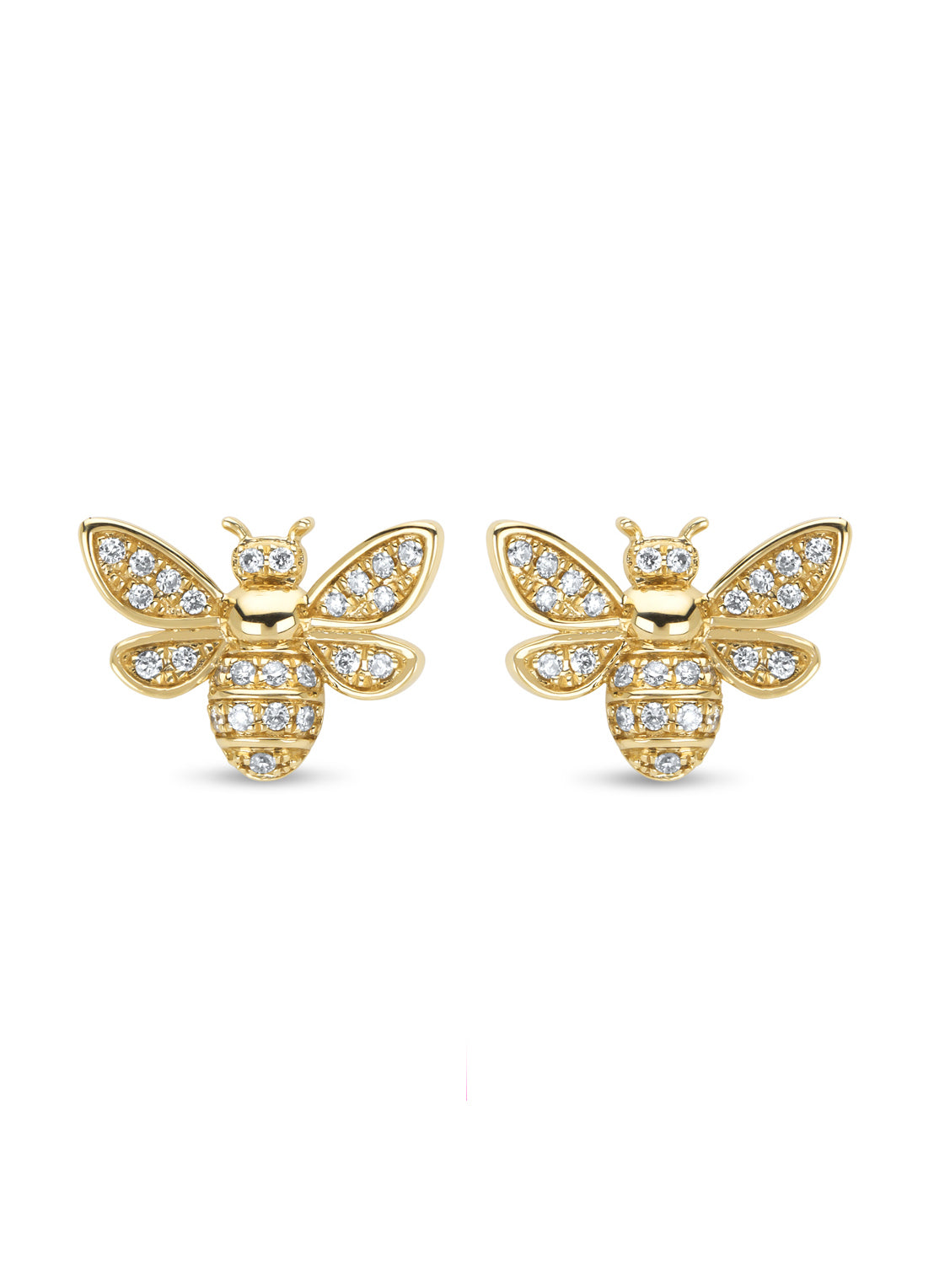 Geelgouden oorsieraden, 0.22 ct diamant, Queen Bee