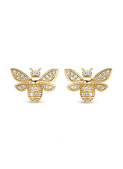 Geelgouden oorsieraden, 0.22 ct diamant, Queen Bee