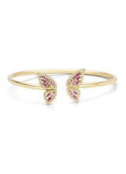 Geelgouden vlinder armband, 0.36 ct roze saffier, Butterfly Kisses