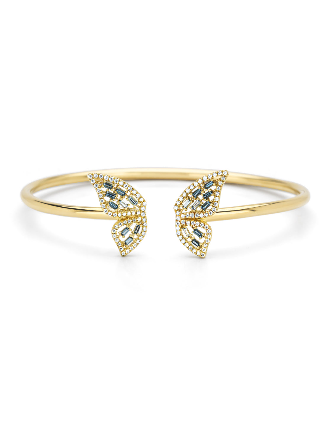 Geelgouden vlinder armband, 0.13 ct london topaas, Butterfly Kisses