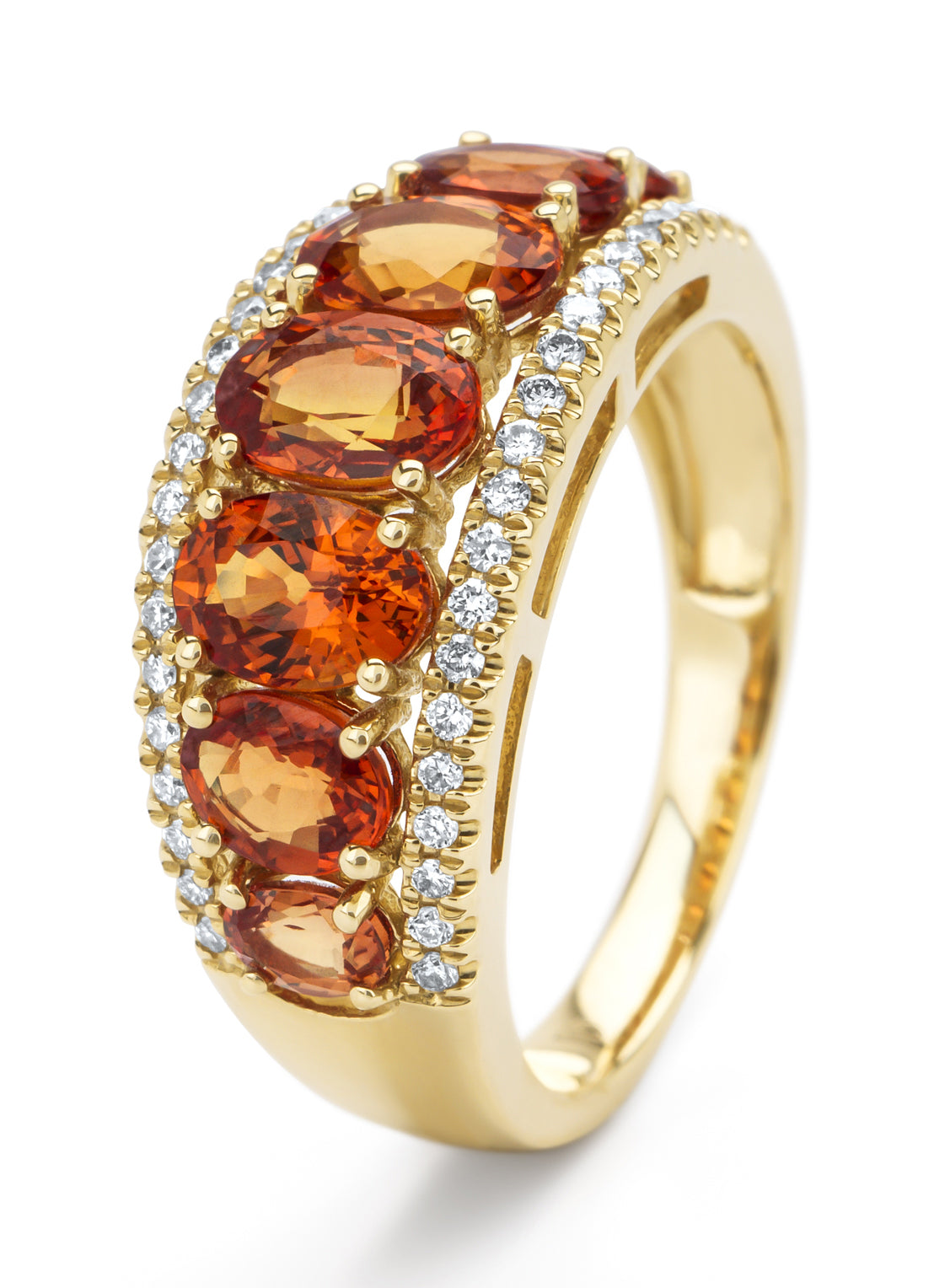 Yellow gold ring, 3.55 ct orange sapphire (edited), Eden