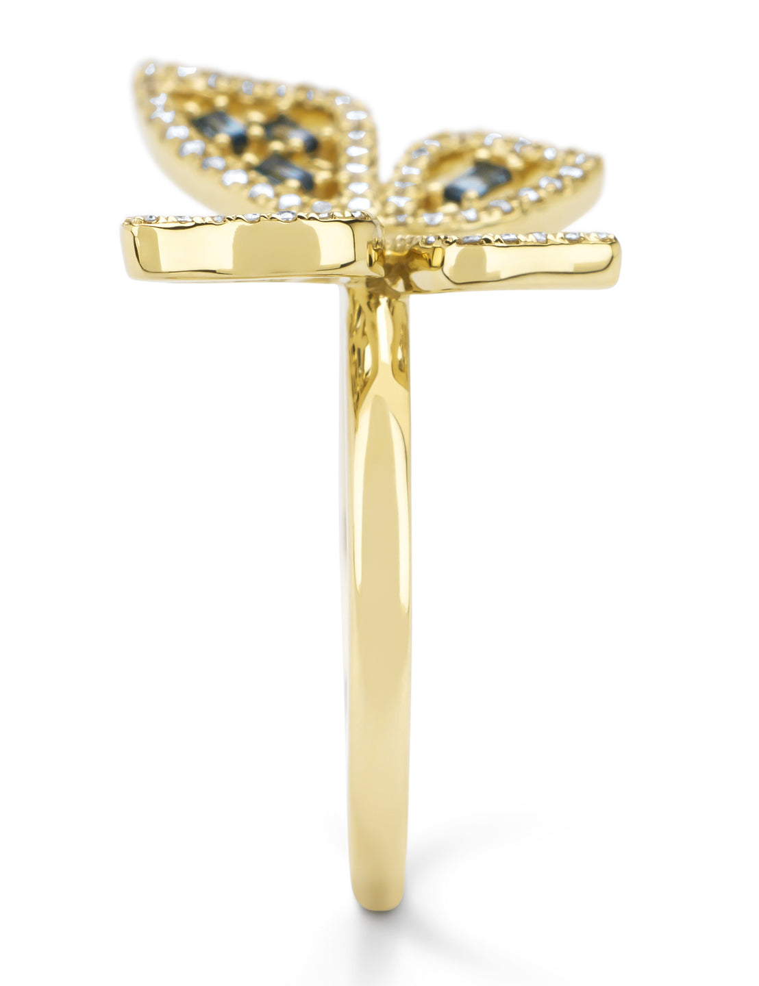 Gouden vlinder ring met topaas. Een kleurrijk, betekenisvol butterfly sieraad uit de Butterfly Kisses collectie van Diamond Point.