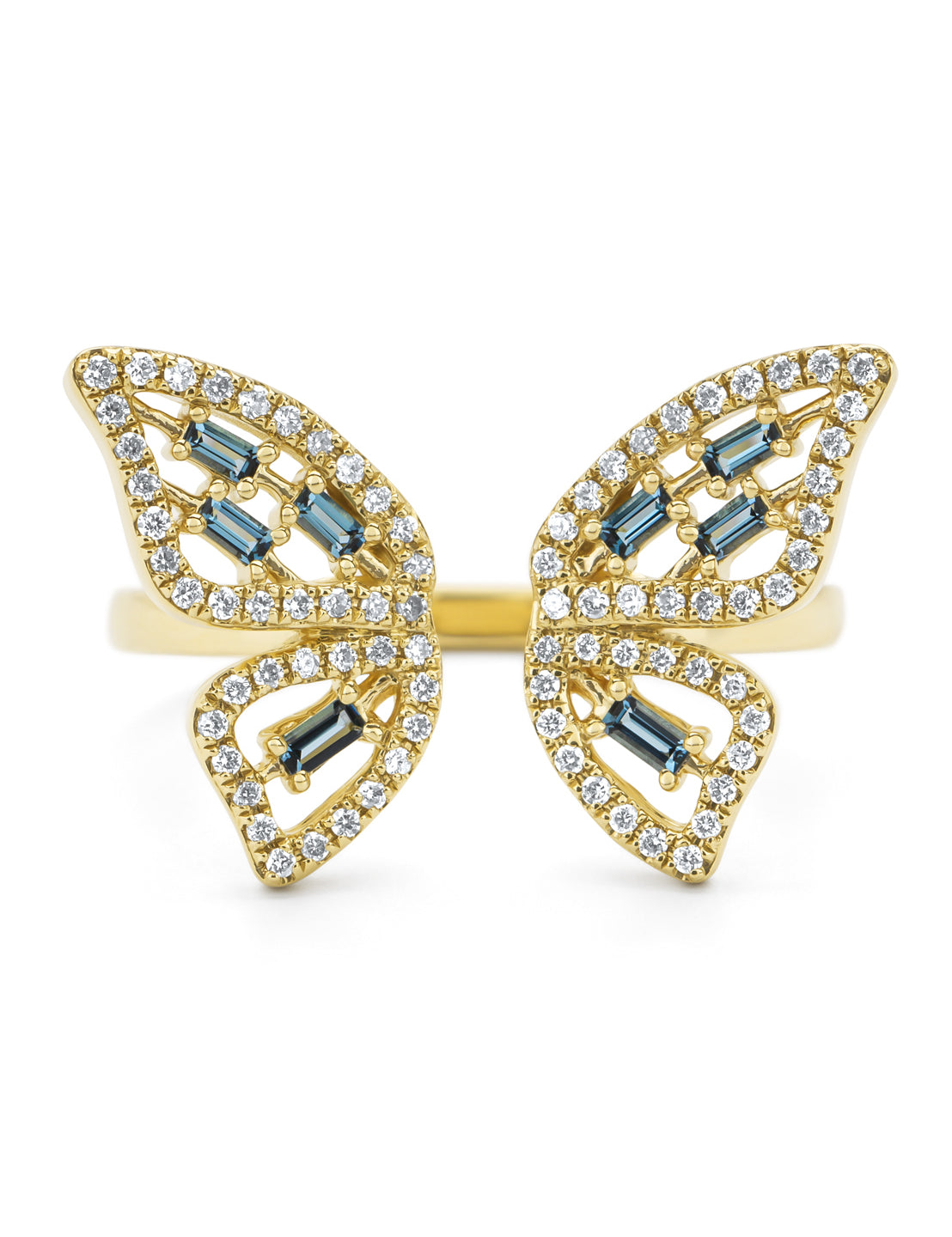 Gouden vlinder ring met topaas. Een kleurrijk, betekenisvol butterfly sieraad uit de Butterfly Kisses collectie van Diamond Point.