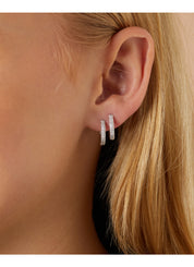 White gold ear jewelry, 0.30 ct diamond, caviar