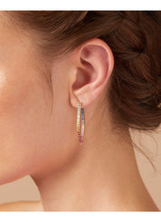 Yellow gold ear jewelry, 1.32 ct sapphire, ensemble