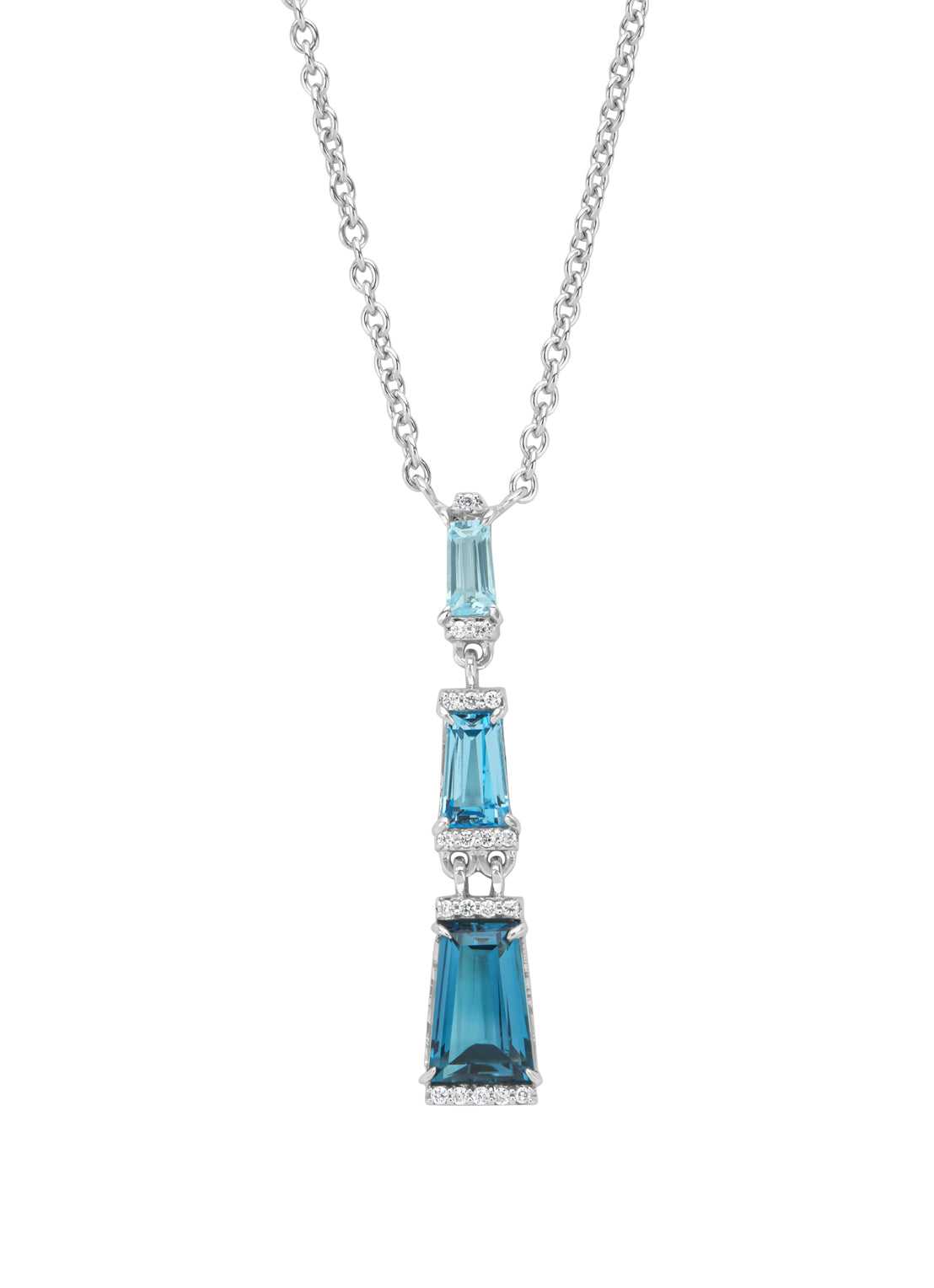 Witgouden collier, 0.91 ct london topaas, Gallery