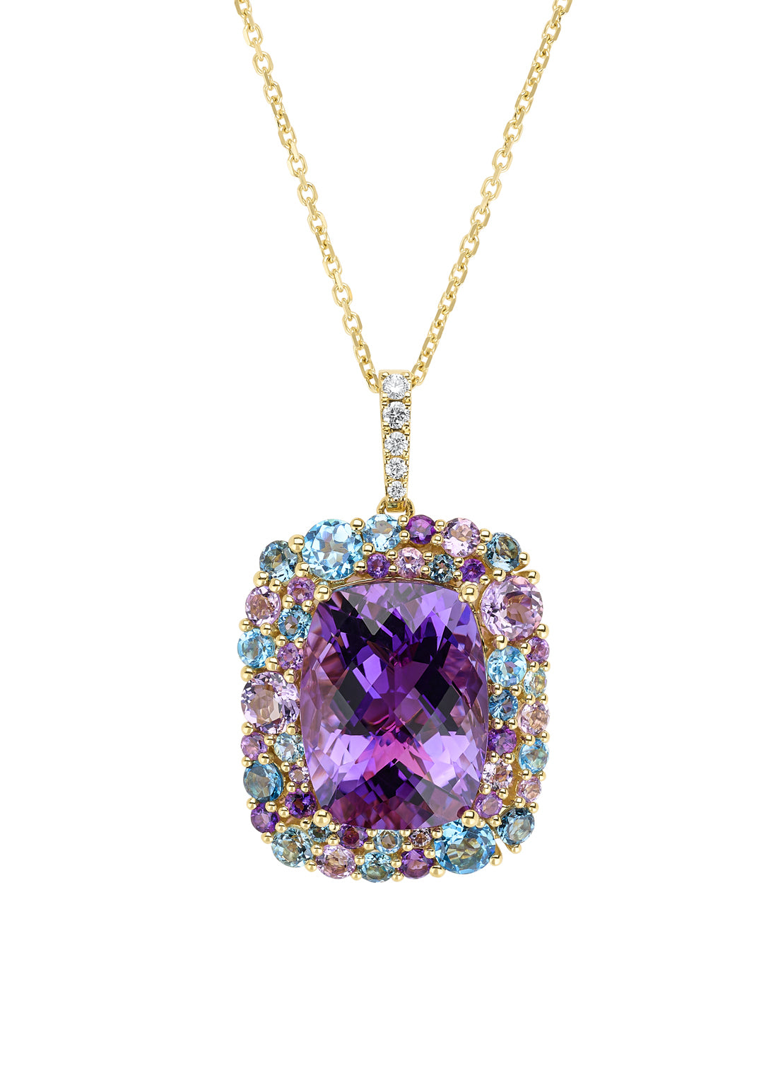 Geelgouden collier, 20.39 ct paarse amethist, Gallery