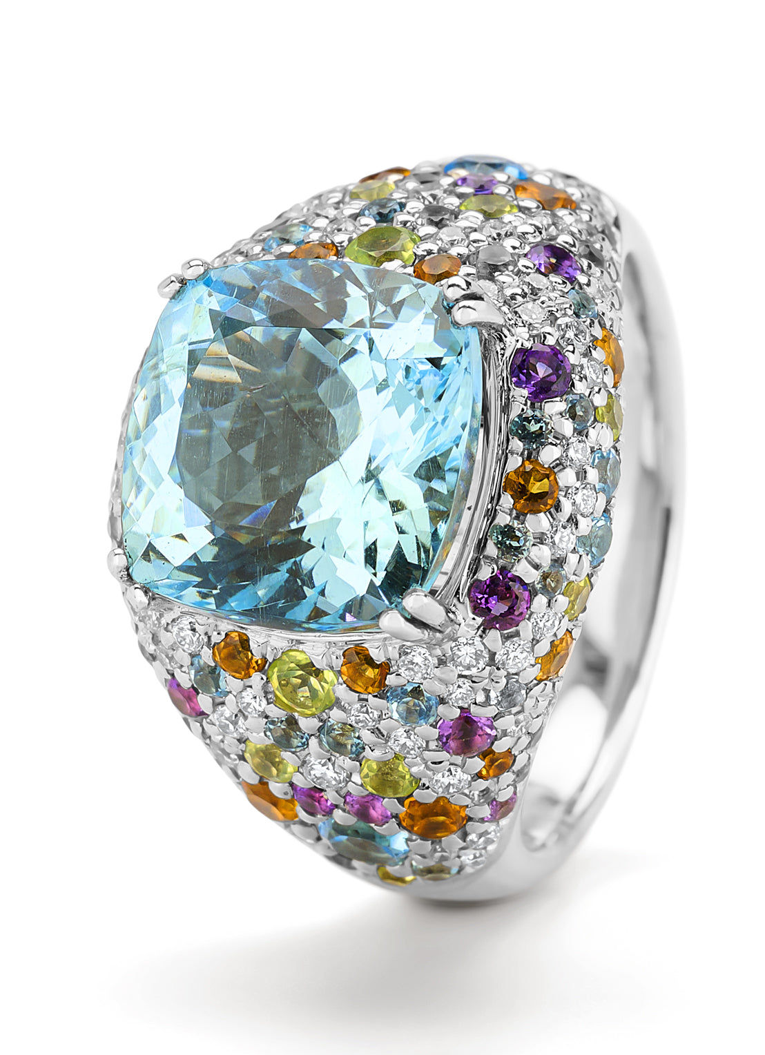 Witgouden ring, 5.27 ct aquamarijn, Gallery
