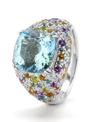 Witgouden ring, 5.27 ct aquamarijn, Gallery