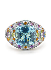 Witgouden ring, 5.27 ct aquamarijn, Gallery