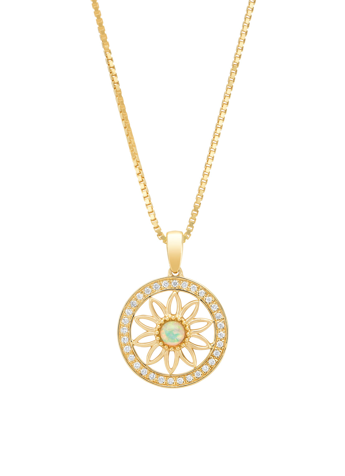 Birthstones yellow gold pendant opal (October)