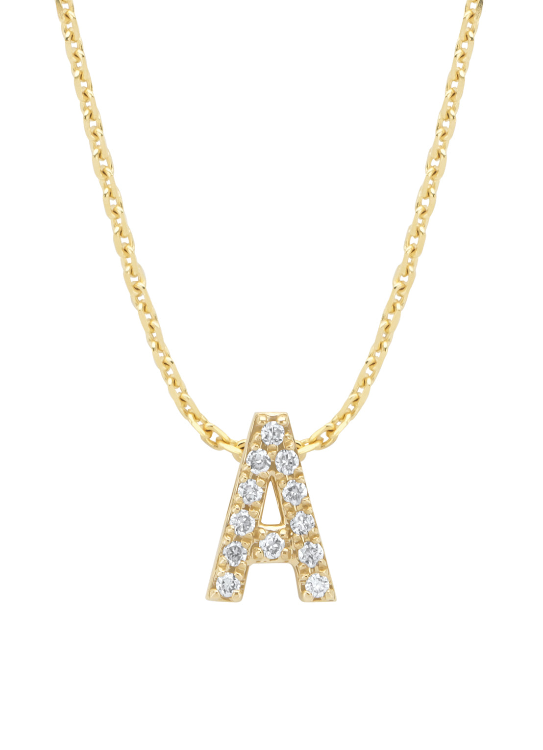 Yellow gold pendant A, 0.05 CT Diamond, Alphabet