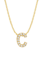 Yellow gold pendant C, 0.04 CT Diamond, Alphabet