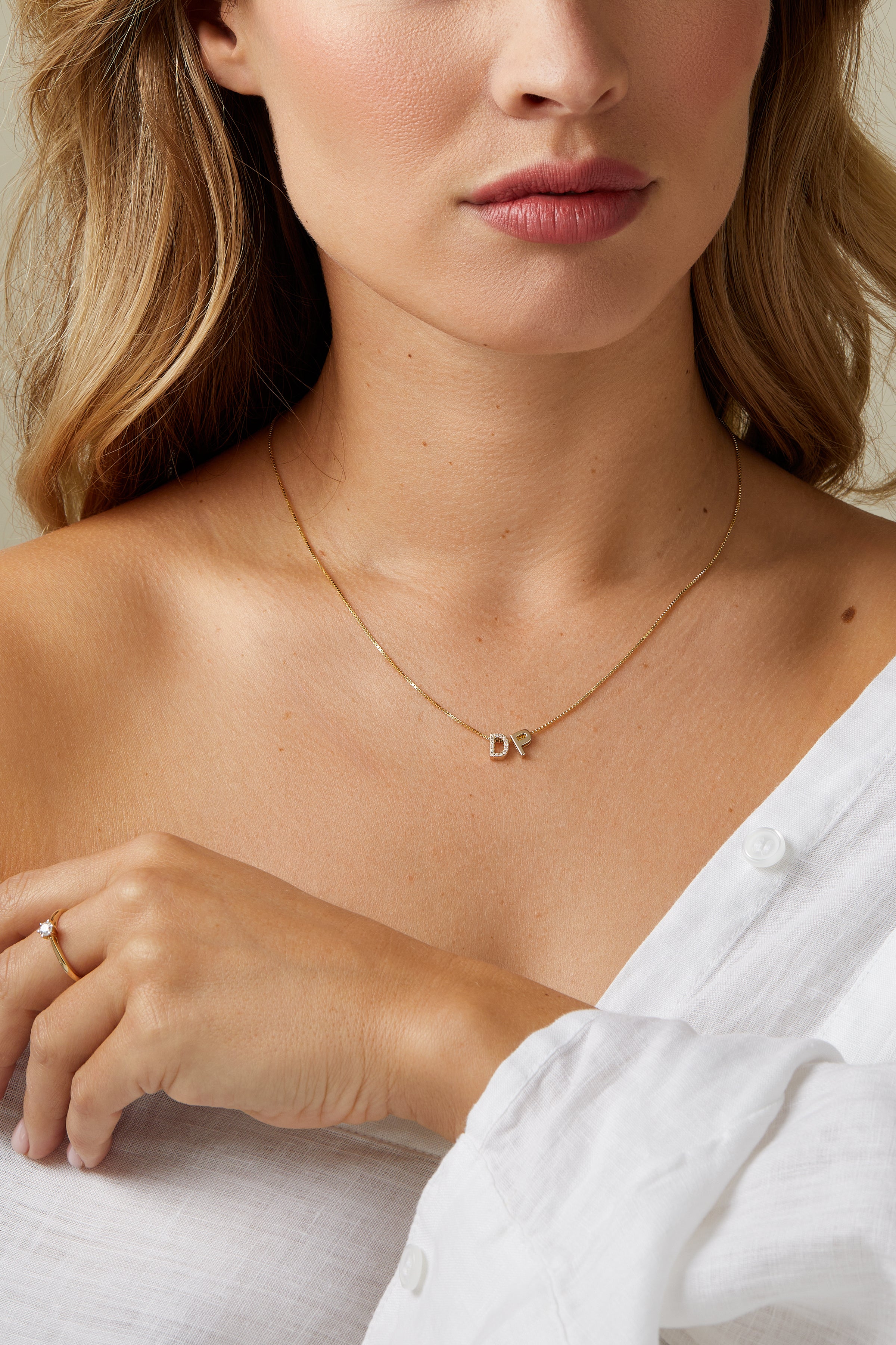 Yellow gold pendant I, 0.05 ct Diamond, Alphabet