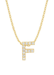Yellow gold pendant F, 0.04 CT Diamant, Alphabet