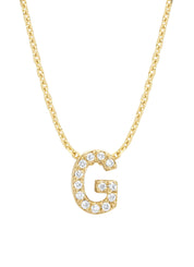 Geelgouden hanger G, 0.05 ct diamant, Alphabet