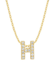 Yellow gold pendant H, 0.05 CT Diamond, Alphabet