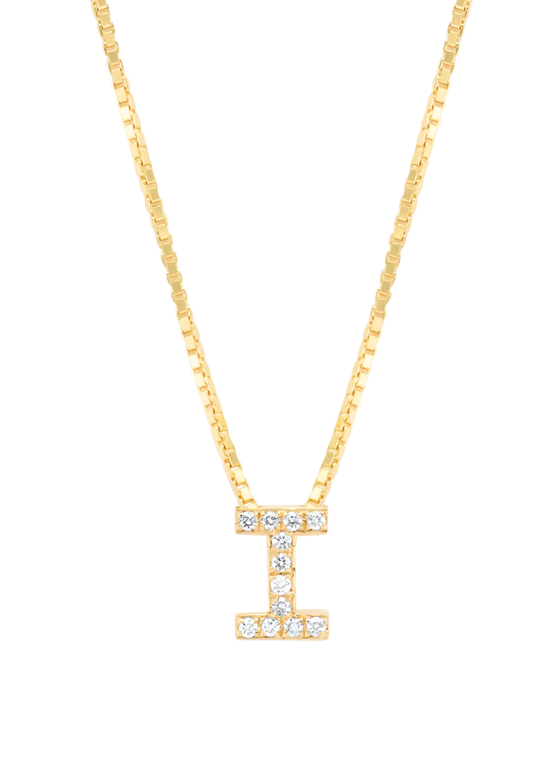 Yellow gold pendant I, 0.05 ct Diamond, Alphabet