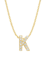 Geelgouden hanger K, 0.05 ct diamant, Alphabet