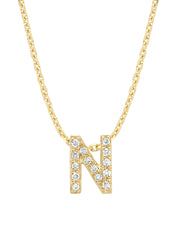 Yellow gold pendant N, 0.05 CT Diamond, Alphabet