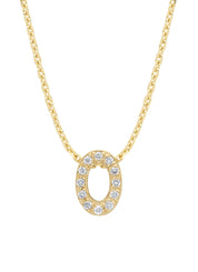 Yellow gold pendant O, 0.05 CT Diamond, Alphabet