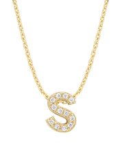 Yellow gold pendant S, 0.04 CT Diamant, Alphabet