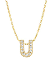 Geelgouden hanger U, 0.05 ct diamant, Alphabet