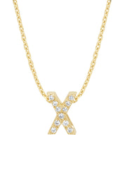 Yellow gold pendant X, 0.05 CT Diamond, Alphabet
