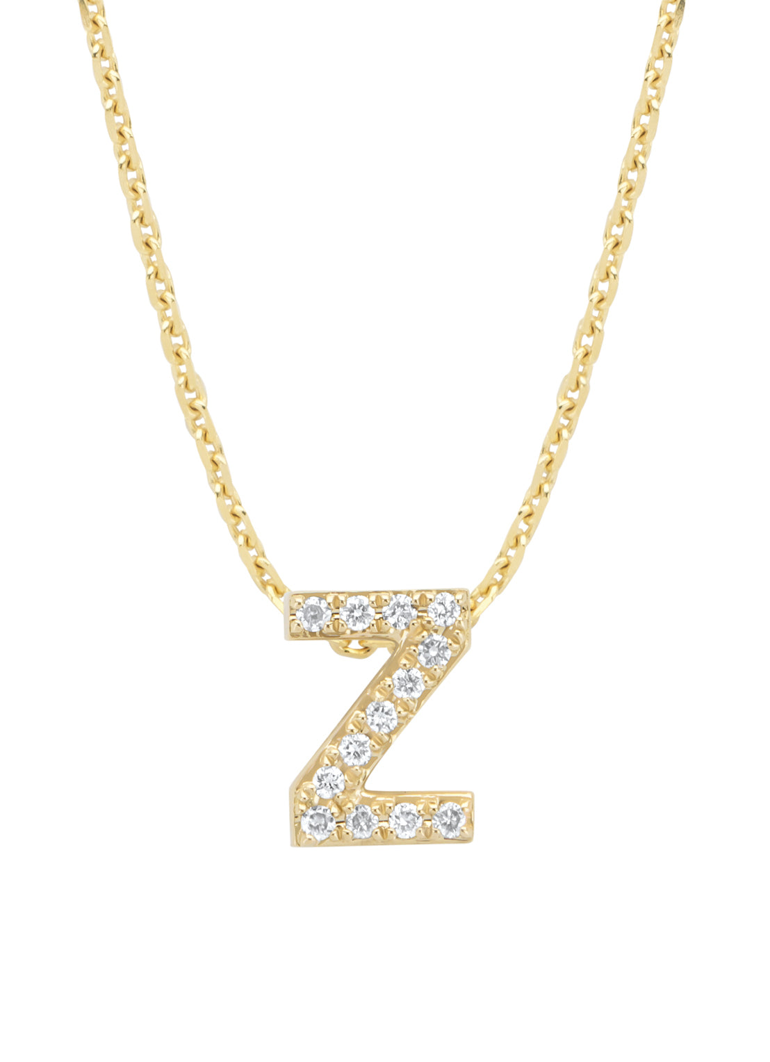 Yellow gold pendant Z, 0.05 CT Diamond, Alphabet