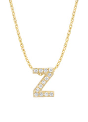 Yellow gold pendant Z, 0.05 CT Diamond, Alphabet