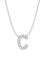 White gold pendant C, 0.04 CT Diamond, Alphabet